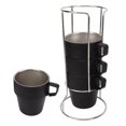 thumbnail image 1 of Stackable Coffee Cup, Double Layer Camping Cups Set 4PCS  For Beverage Silver,Black, 1 of 8