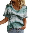thumbnail image 2 of Ichuanyi Women's Gradient Printed Casual Short Sleeve T-Shirts Summer Graphics Blouse Tops Tees for Men and Women, 2 of 9
