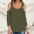 thumbnail image 2 of EDFBUYKRS Ribbed Crewneck Tee with Long Sleeves, Women's & Women's Plus M, 2 of 4
