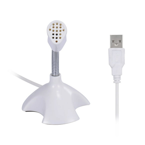 Amdohai Mini USB Microphone Studio Speech Chatting Singing KTV Karaoke Mic for PC Laptop with Holder(White)