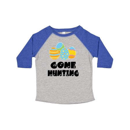 

Inktastic Gone Hunting Blue and Yellow Easter Eggs Gift Toddler Boy or Toddler Girl T-Shirt