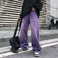 thumbnail image 4 of Purple Jeans for Men Spring and Autumn Straight Loose Trousers Oversize Casual Wide Leg Pants High Street Fashion Male Clothing, 4 of 5