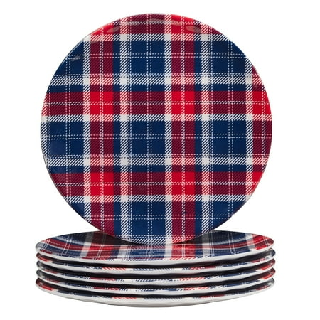 UPC 730384574964 product image for Certified International Patriotic Plaid 9  Melamine Salad/Dessert Plates  Set of | upcitemdb.com
