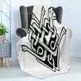thumbnail image 4 of Celtic Soft Flannel Fleece Throw Blanket, Old Russian and Byzantine with Interlaced Curvy Lines and Dogs Heads Paws, Cozy Plush for Indoor and Outdoor Use, 60" x 80", Black and White, by Ambesonne, 4 of 5
