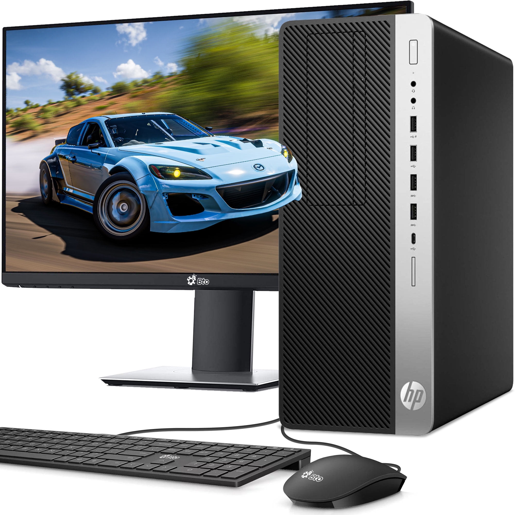 Restored HP G4 Gaming Tower Desktop Computer PC i5-8500 upto 4.10GHz 32GB 1TB SSD, Nvidia GeForce GTX 1050Ti, Bto Keyboard & Mouse, New 24" LED Monitor Screen Windows 11 Professional (Refurbished)