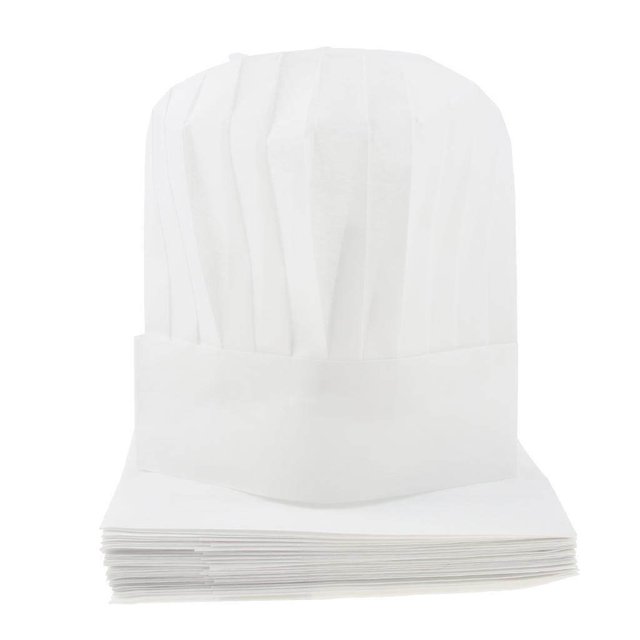 pitrice 20x Disposable Chef Hat Cook Cap Baker Food Serving White Round 11 Inch
