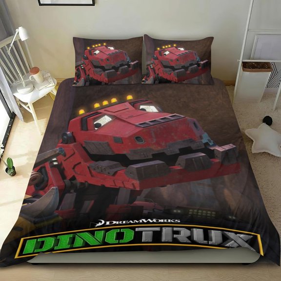 dinotrux Themed Bed Sheet Set Three Piece Set 53x79 In ches Comfortable And Skin Friendly Unique Design Creating A Star Studded Night Home Decor Gifts For Family Friends fans