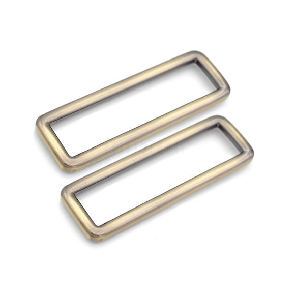 CRAFTMEMORE 2 Inch Rectangle Rings Buckle Metal Rectangular Buckle Loop for Bag Belt Strap Quality Finish 4 pcs SCLP (2 Inches Loop Brushed Brass)