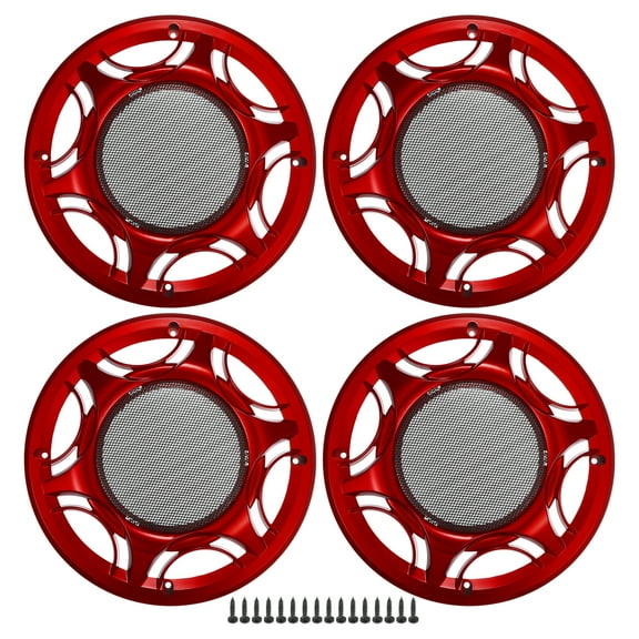 Unique Bargains 4 Pcs 8" Car Speaker Grills Cover Mesh Round Audio Subwoofer Protector with Mounting Screws Iron Red