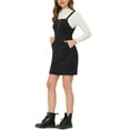 thumbnail image 4 of DARING DIVA Faux Suede Solid Zipper Front Pinafore Overall Dress XS Black, 4 of 6