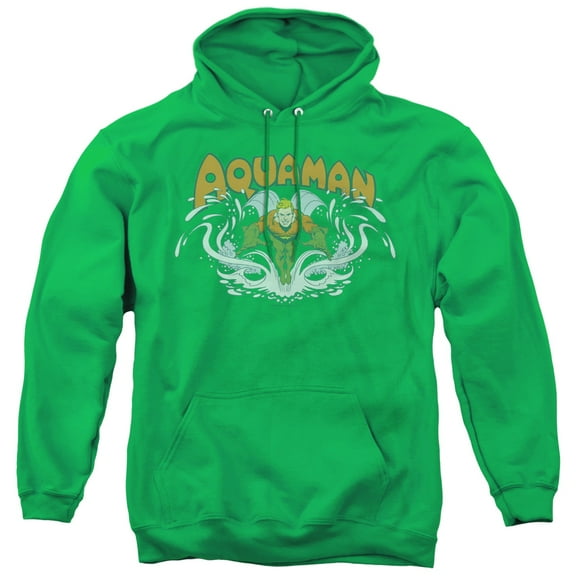 DC Comics Aquaman Splash Adult Pullover Hoodie Sweatshirt Kelly Green