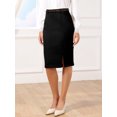 thumbnail image 4 of DARING DIVA Women's Soft  Stretchy Knee Length Bodycon  Skirt with Slit and Belt XS Black, 4 of 6