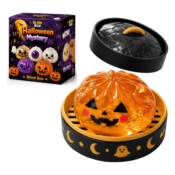 Halloween Dumpling Squeeze Squishy Toy, Cute Slow Rising Squeeze Stress Relief Sensory Toy, Soft Kawaii Halloween Fidget Toy for Kids & Adults, Ghost Pumpkin Eyeball Skull Monster A6-1PCS
