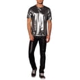 thumbnail image 2 of INSPIRE CHIC Shiny Tops for Men's Crew Neck Short Sleeves Metallic Party T-Shirts Silver 2XL, 2 of 4