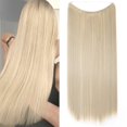 thumbnail image 1 of S-noilite 20" No Clip In Hairpiece Invisible Halo Hair Extension One Piece Straight Wire Hair Extension Hidden Secret String Full Head Fish Line Hair Extension Synthetic(ash blonde mix bleach blonde), 1 of 3