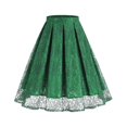 thumbnail image 1 of Aayomet Jupes pour Femmes Rétro Couleur Unie Jupe en Dentelle Tempérament (Vert, m), 1 of 5