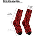 thumbnail image 5 of N/A Red Leopard Pattern Print Adult Athletic Crew Socks Men Women Long 7-8.3 In 18-21cm, 5 of 8