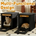 thumbnail image 2 of Favory Hidden Cat Litter Box Enclosure Furniture, Indoor Outdoor Cat House Side Table with Openable Door & Raised Floor, Easy Clean Assemble, Black, 2 of 9