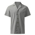 thumbnail image 2 of Mens Shirts Summer Clearance Home Vintage Pure Color Casual Button Have Pockets Linen Solid Shirt Tops Blouse, 2 of 4