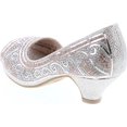 thumbnail image 3 of Bella Marie Girls Truly-5 Kids Sparkle Crystal Bling Open Toe Low Kitten Heel Pumps, 3 of 7