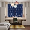 thumbnail image 5 of Navy Blue Anchor Kitchen Curtains 84 Inch Length, Nautical Coastal Summer Ocean Ship Grommet Top Bedroom Living Room Curtains, Light Filtering Cafe Curtain Drapes 2 Panels Set 104''x84'', 5 of 9