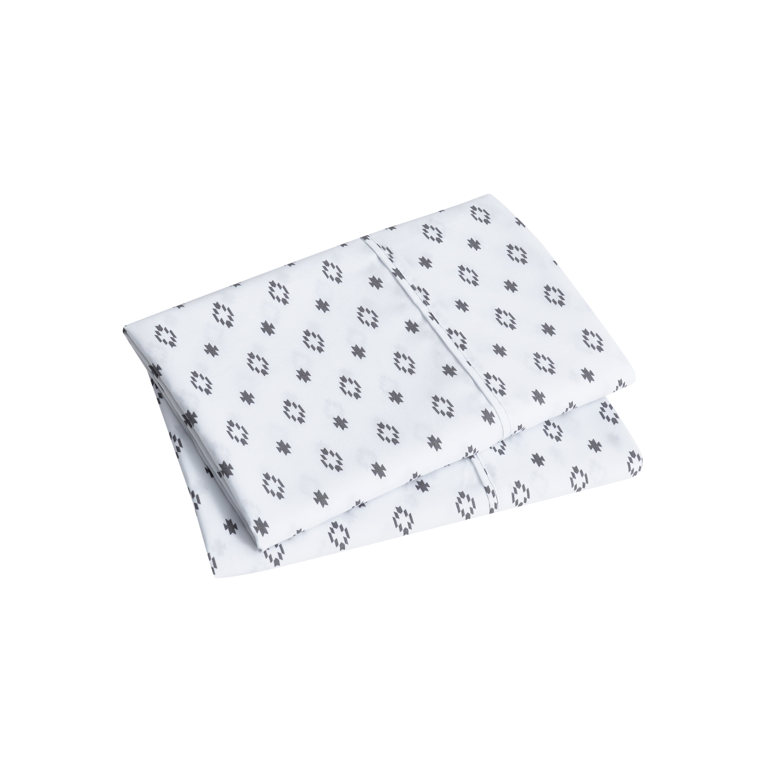 Mainstays Super Soft Brushed Microfiber Pillowcase Set, Black & White Diamond, Standard/Queen, 2 Piece