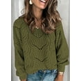 thumbnail image 3 of Asyoly Women Casual Crewneck Cable Knit Sweater Loose Bawting Long Sleeve Jumper Pullover, 3 of 5