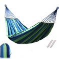 thumbnail image 2 of Camping Hammock - Outdoor Portable Canvas Hammock with 220lbs Capacity, Perfect for Camping, Hiking, and Travel - Blue,for Single Person, 2 of 4