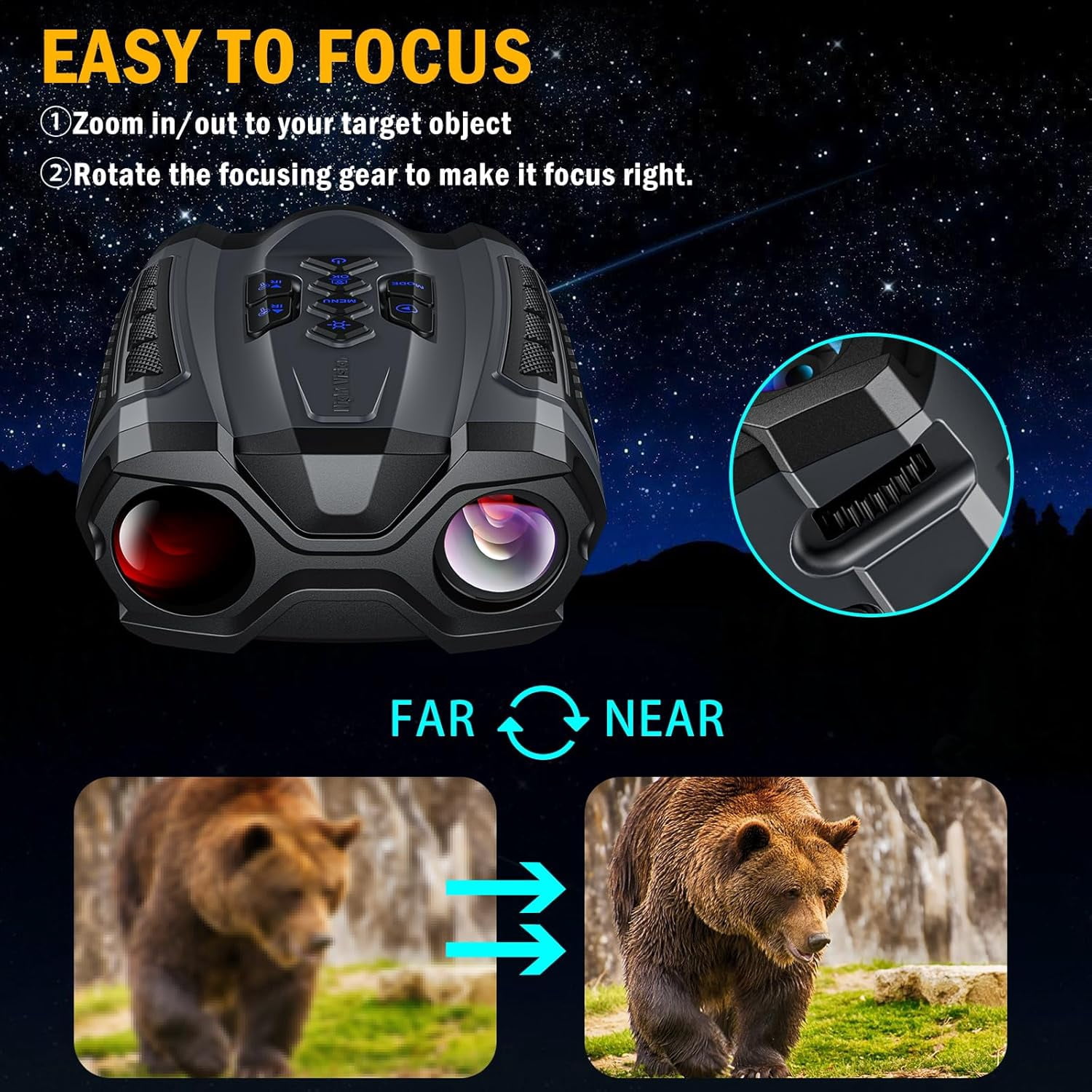 4K IR Night Vision Goggles, 3.5-inch HD LCD Screen Binoculars, 10x Digital Zoom, 1000ft Visible Distance, Outdoor Shooting Camera