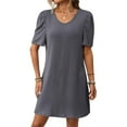 thumbnail image 4 of Staron Robe Femme Liquidation à Moins de 10 $ Manches Bouffantes Mode Ample Col Rond Ligne A Manches Courtes Robe de Plage Vacances, 4 of 7