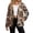 Brown Cow Print, variant on Cow Print Aztec Womens Sherpa Lined Fuzzy Jacket, Button Down Warm Winter Outerwear with Pockets, Long Sleeve Casual Western Style Coat for Daily Wear