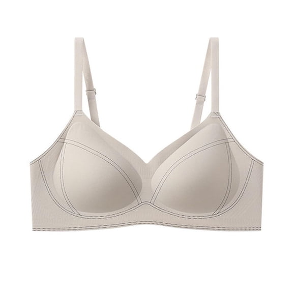 Alun Deep V-Neck Wireless Bras for Women No Underwire Seamless Soft Support Thin Cup Bra Fashion Breathable Antibiosis Light Lift Comfort for Everyday Wear Light Gray XL