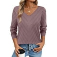 thumbnail image 6 of Winter Sweater for Women V-Neck Crochet Knit Shirt Lightweight Comfy Long Sleeve Pullover Fall Tops 2025, 6 of 9