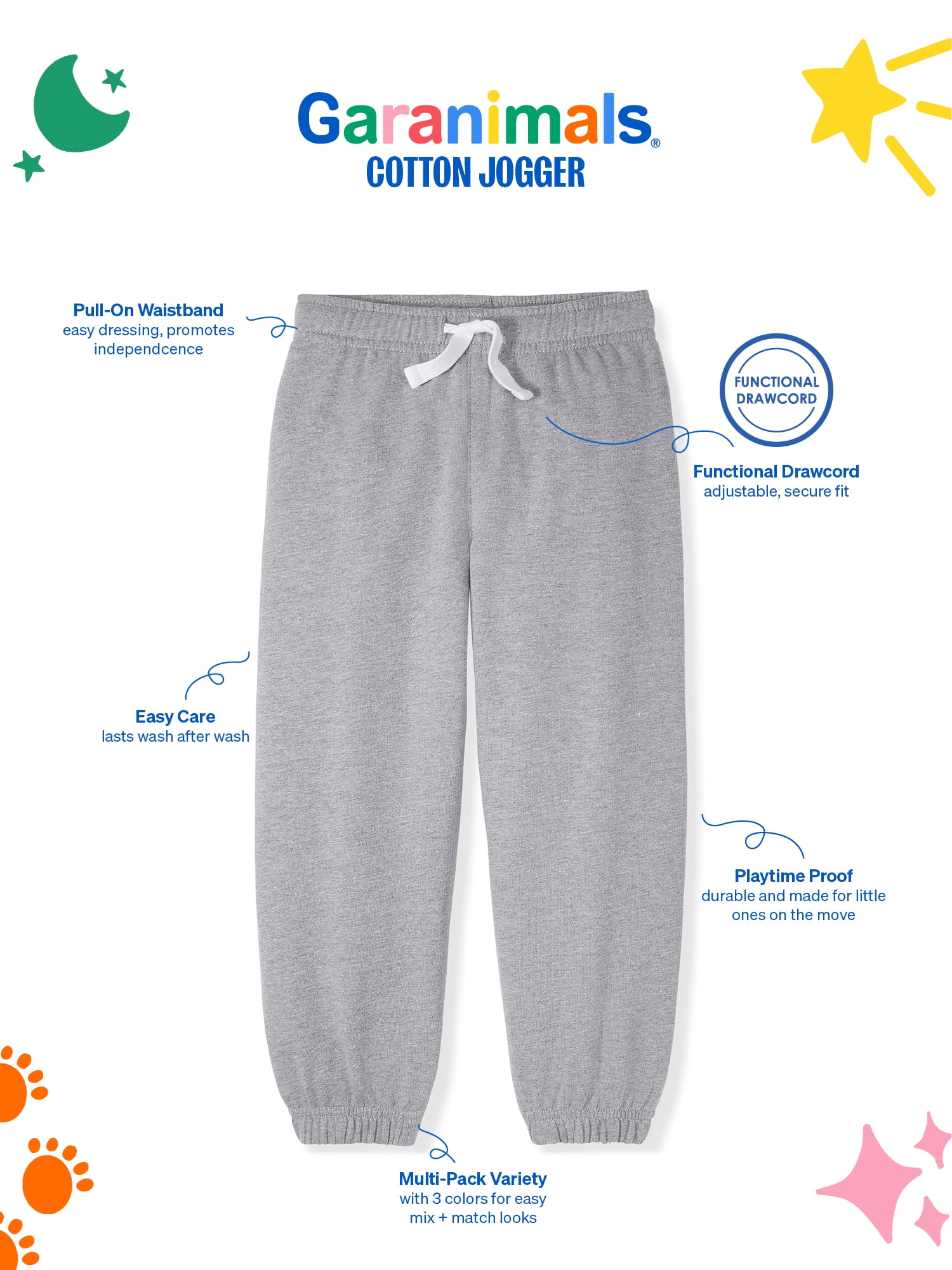 Garanimals Newborn, Baby & Toddler Boy Cotton French Terry Pull-On Joggers, Single & Multi-Pack, Sizes 0-6T