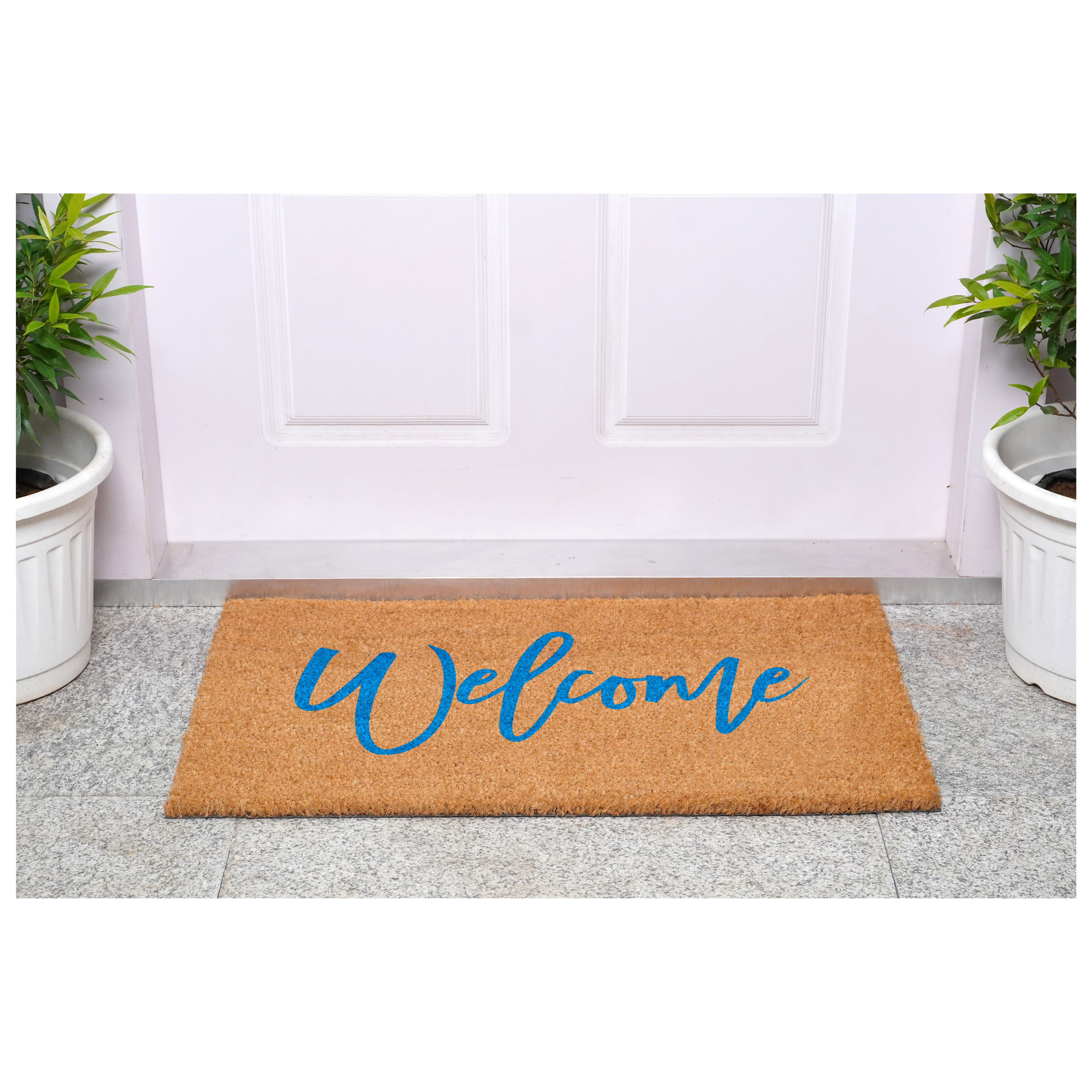 Calloway Mills 116222436 Cursive Welcome Doormat, 24" x 36", Blue