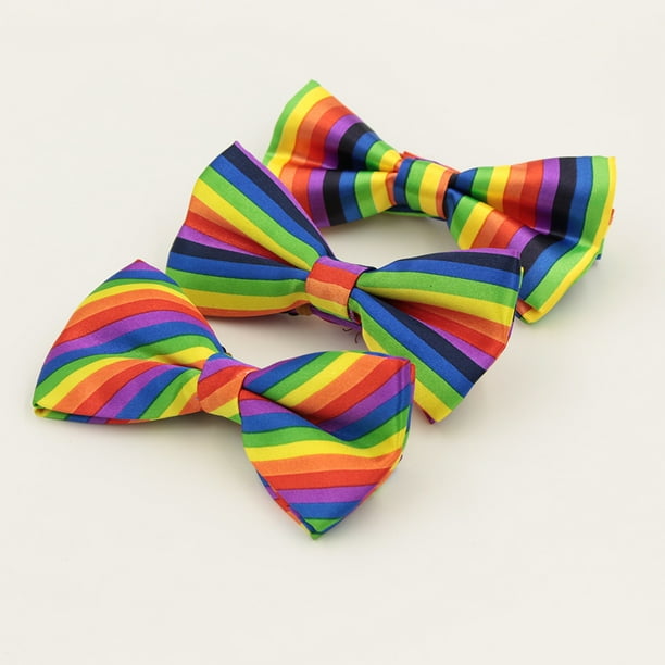 3 Piezas Pajarita Arco Iris Corbata De Payaso Colorida Pajarita Preatada A Rayas Hombres Adultos Carnaval Disfraz De Mascarada Accesorios para Fiestas De Boda Suministros Modelo Mixto