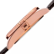 Womens Quartz Crystal Easy-to-Read Brown Leather Strap Watch