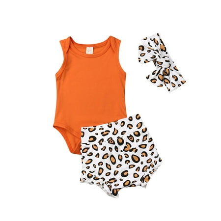

Bmnmsl Newborn Infant Baby Girl Leopard Clothes Tops Romper+Short Pants Outfit