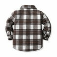 thumbnail image 5 of ZCFZJW Little Kids Toddler Baby Boy Girl Flannel Shirt Jacket Plaid Long Sleeve Lapel Button Down Shacket Fall Winter Warm Coat Outwear A#20-Coffee 4-5 Years, 5 of 9