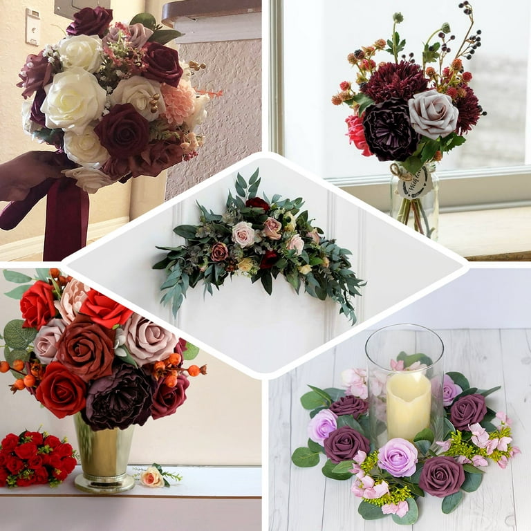 Efavormart Assorted Colors Artificial Foam Roses & Silk Peonies Mix Flower Box DIY Flower Bouquets - Ideal for Wedding Ceremonies, Festivals, Parties