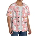 thumbnail image 2 of Yiaed Cute Pink Snowman Cat Print Mens Casual Wrinkle Free Shirts Short Sleeve Button Down Summer Stretch Dress Shirt-X-Large, 2 of 5