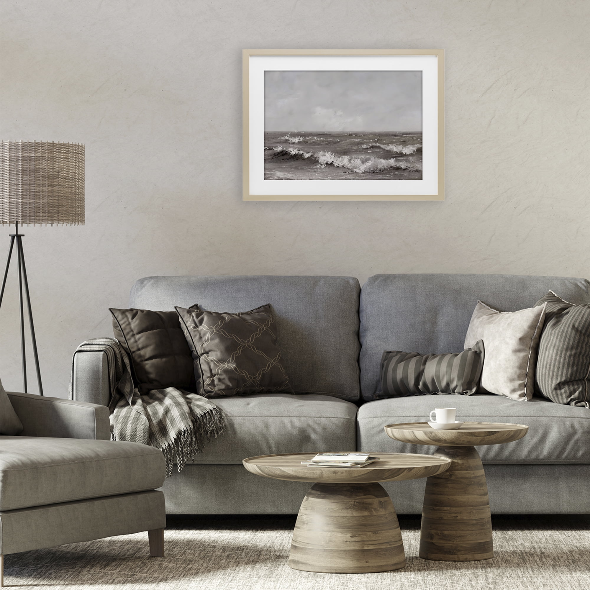 Stupell Industries Monochrome Sea Ripples Birch Framed Print Under Glass, design by Jacky Ngan