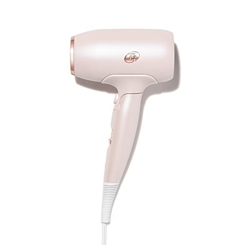 T3 Afar Lightweight Travel-Size Hair Dryer with Auto Dual Voltage, Folding Handle and Storage Bag, Fast Drying, Lightweight and Ergonomic, Frizz Smoothing, Multiple Heat and Speed Combi