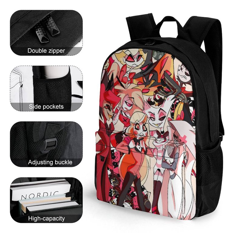 Hazbin Hotel Backpack with Adjustable Straps, Multiple Pockets