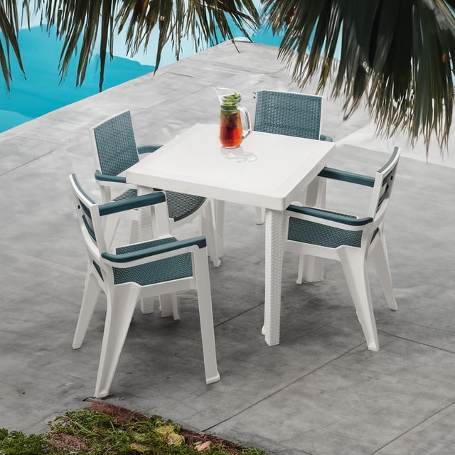 Comedor Exterior Jardin 4 Puestos Azul Petroleo