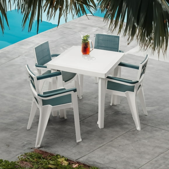 Comedor Exterior Jardin 4 Puestos Azul Petroleo