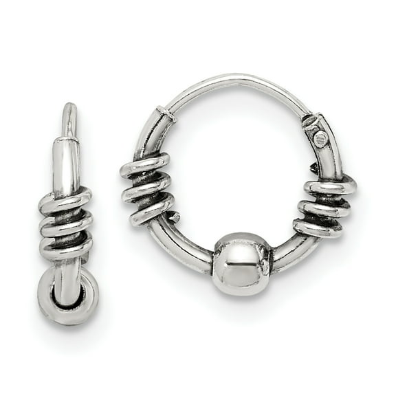 Primal Silver Sterling Silver Antiqued Hoop Earrings