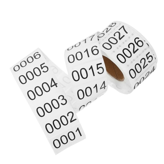 Raindrops 1 Roll Consecutive Number Labels 0001-1000 Number Marker Stickers Rectangular Adhesive Numbers for Inventory Management File Organization
