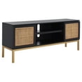 thumbnail image 3 of SAFAVIEH Zadie 1 Shelf Rattan Media Stand, Black With Natural Rattan/Gold Legs (54 in. W x 15 in. D x 22 in. H), 3 of 7