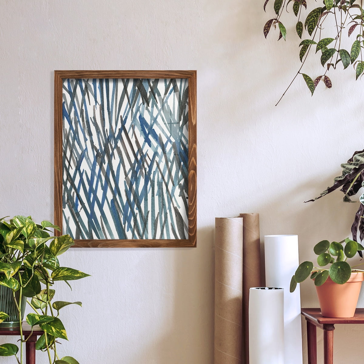 Blue Grass II - Framed Print w/glass - Walnut